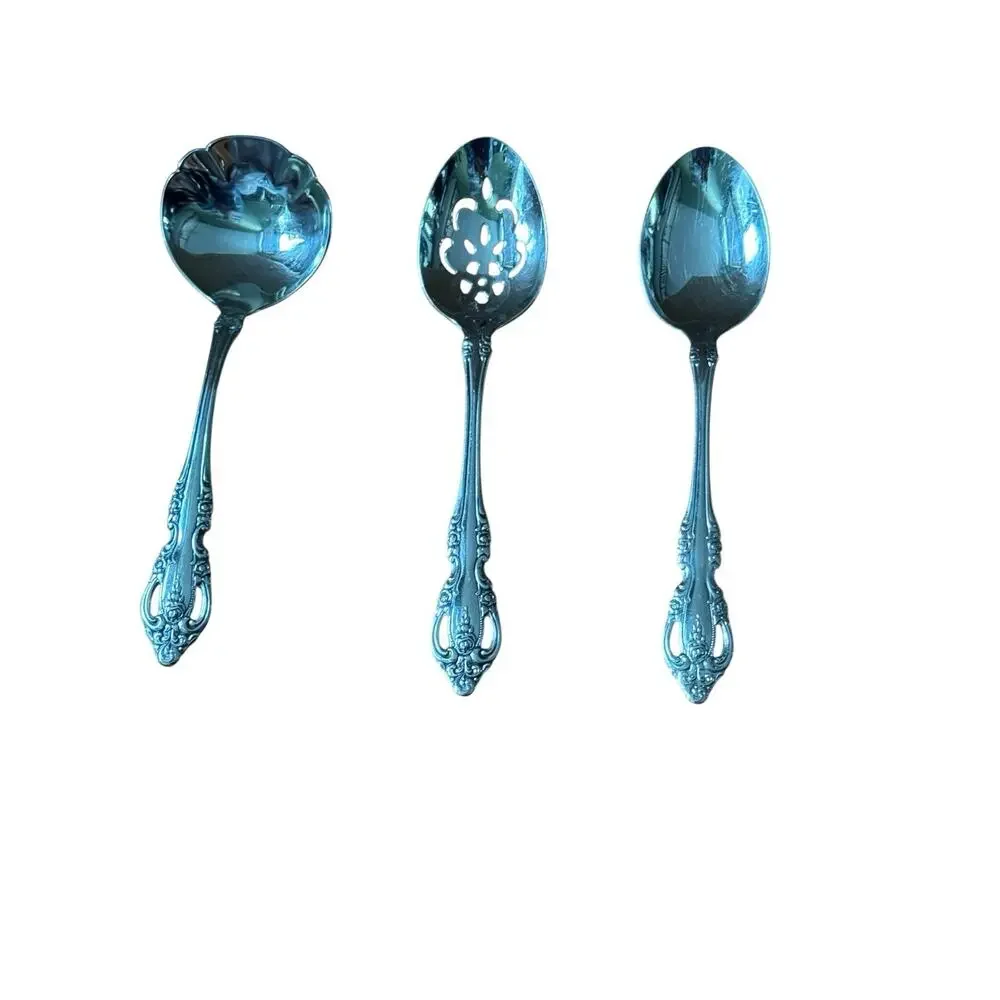 Oneida Community BRAHMS Silverplate Serving Spoons Set Of 5 Ornate‎ Flatware VTG